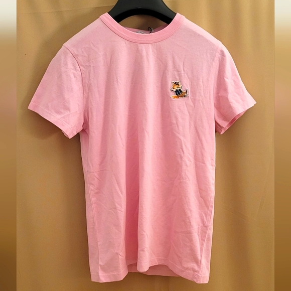 MAISON KITSUNÉ-Pink Fox Head T-Shirt - Picture 1 of 5